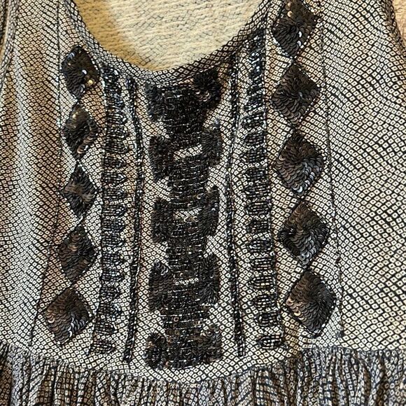 Akemi + Kin Embellished Tank Top XS Sleeveless Peplum Hem Boho Chic - Picture 2 of 5